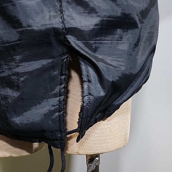 Champion Black Hooded Trench Coat Sylye Vintage Coat. 90s - Picture 7 of 12